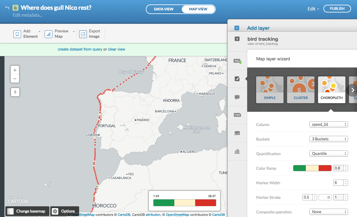How to use CartoDB to visualize animal tracking data