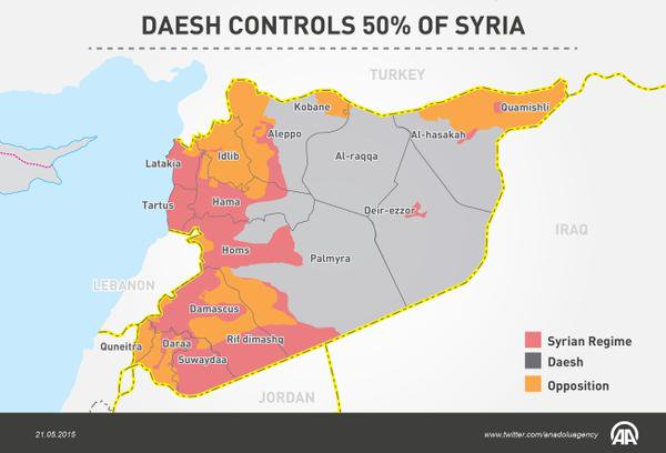 Fig. 5. Map of Syria using simple shading, May 21 2015, @RamiAlLolah