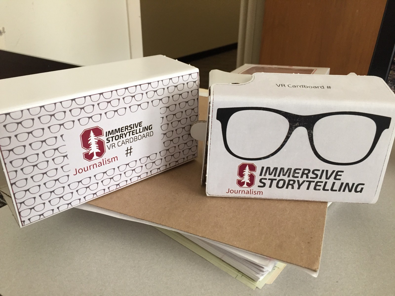 Cardboard viewers allowed students to use their smartphones to view VR journalism pieces.