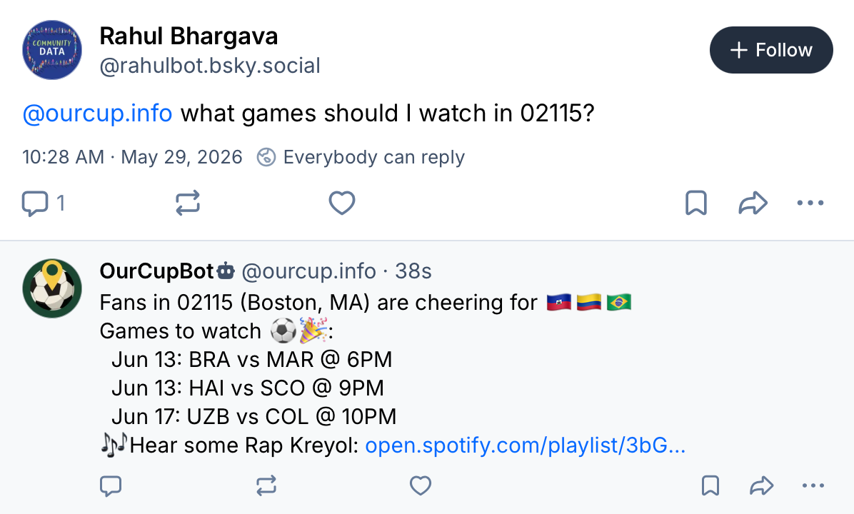 Screen shot of chatbot