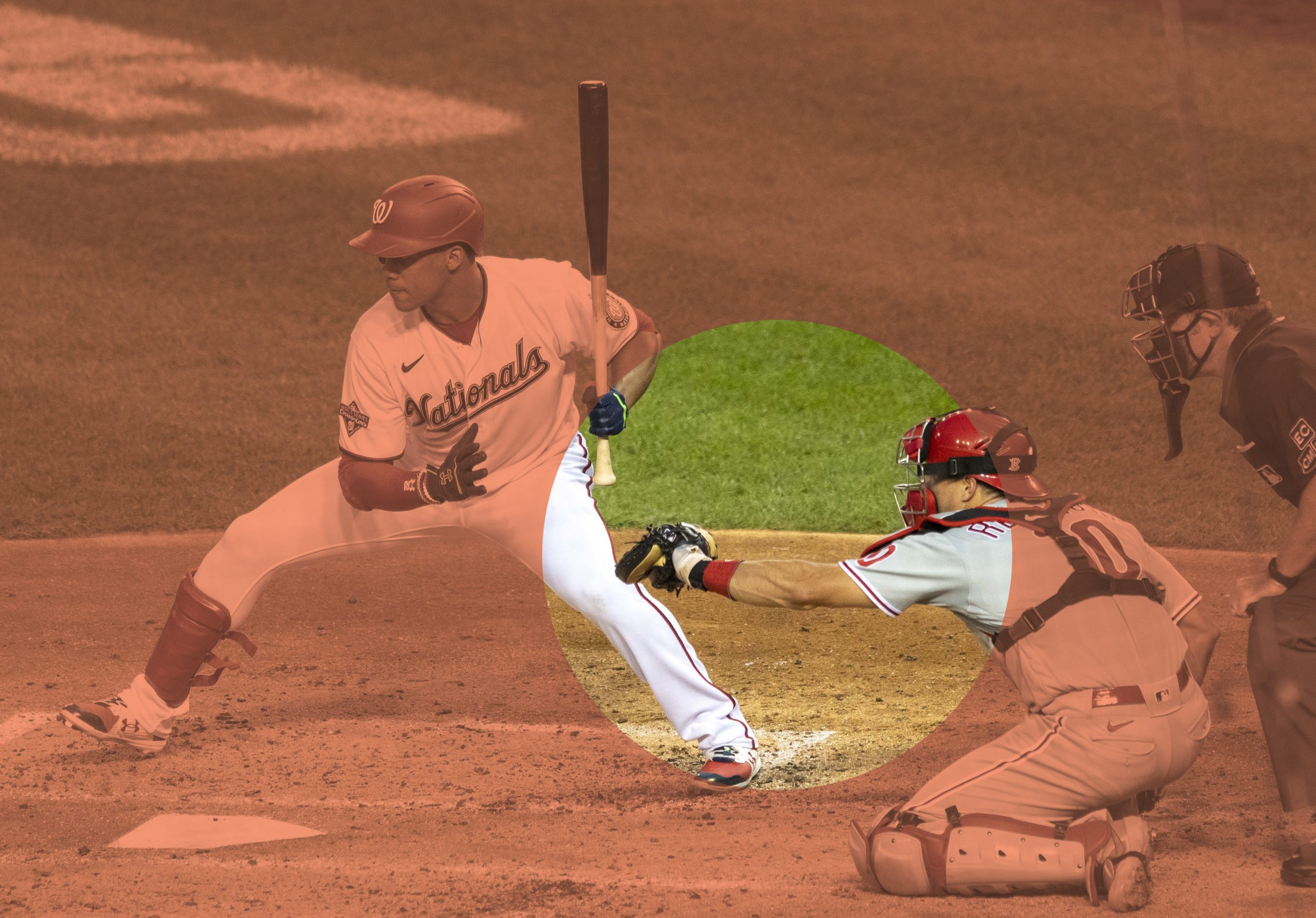 Baseball catcher crouching behind a hitter